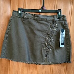 Madden NYC Laceup Denim Mini Espresso Size S (4-6)